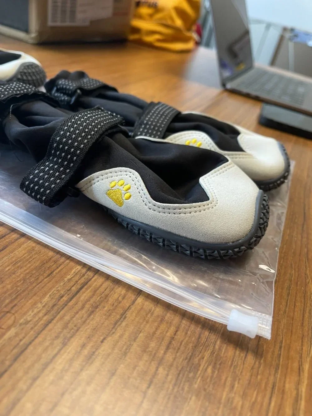 DOG SHOES - Weatherproof/ White and Black/ Rubber Soles